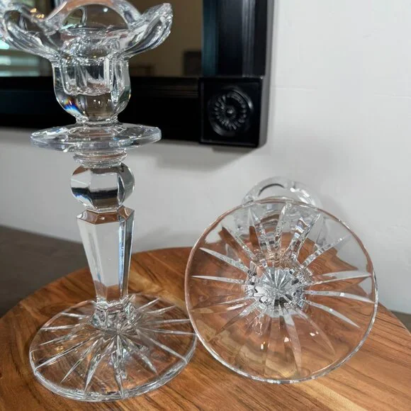 Elegant Clear Crystal Taper Candle Holders — Pair - Picture 10 of 14
